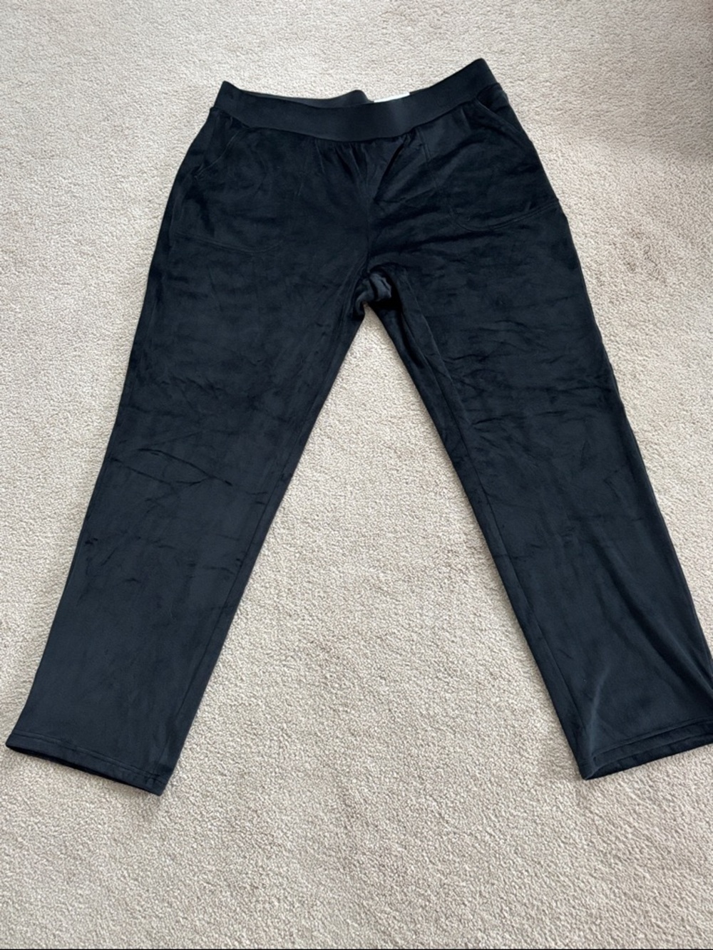 croft & barrow Black Straight-Leg Women's Velour Pants with Elastic Waist